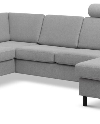 Wendy Set     Oe Left Sofa     Chaiselong Grå Polyester Stof Og Sort Træ