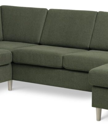 Wendy Set     Oe Left Sofa     Chaiselong Vinter Mosgrønt Polyester Stof Og Natur Træ