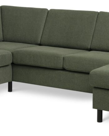 Wendy Set     Oe Left Sofa     Chaiselong Vinter Mosgrønt Polyester Stof Og Sort Træ