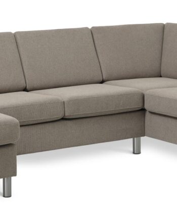 Wendy Set     Oe Right Sofa     Chaiselong Antelope Beige Polyester Stof Og Børstet Aluminium