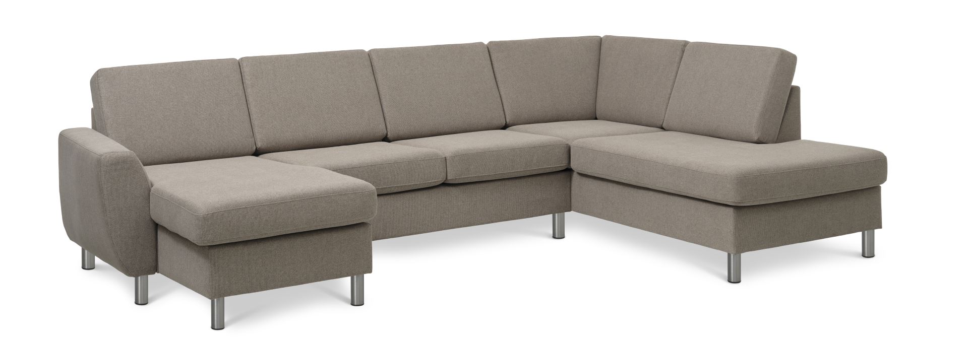 Wendy Set Oe Right Sofa Chaiselong Antelope Beige Polyester Stof Og Børstet Aluminium