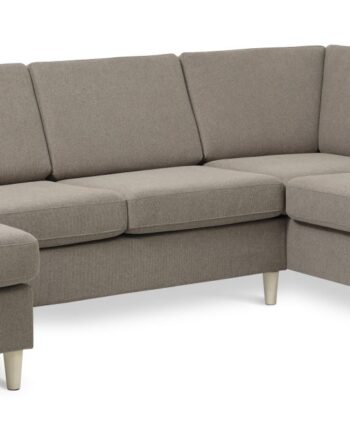 Wendy Set     Oe Right Sofa     Chaiselong Antelope Beige Polyester Stof Og Natur Træ
