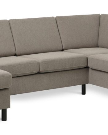 Wendy Set     Oe Right Sofa     Chaiselong Antelope Beige Polyester Stof Og Sort Træ