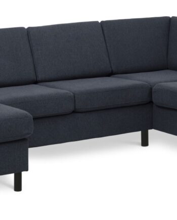 Wendy Set     Oe Right Sofa     Chaiselong Blå Polyester Stof Og Sort Træ