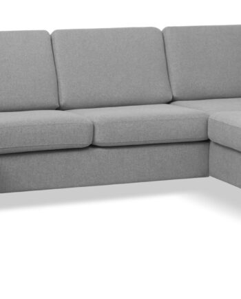 Wendy Set     Oe Right Sofa     Chaiselong Grå Polyester Stof Og Sort Træ
