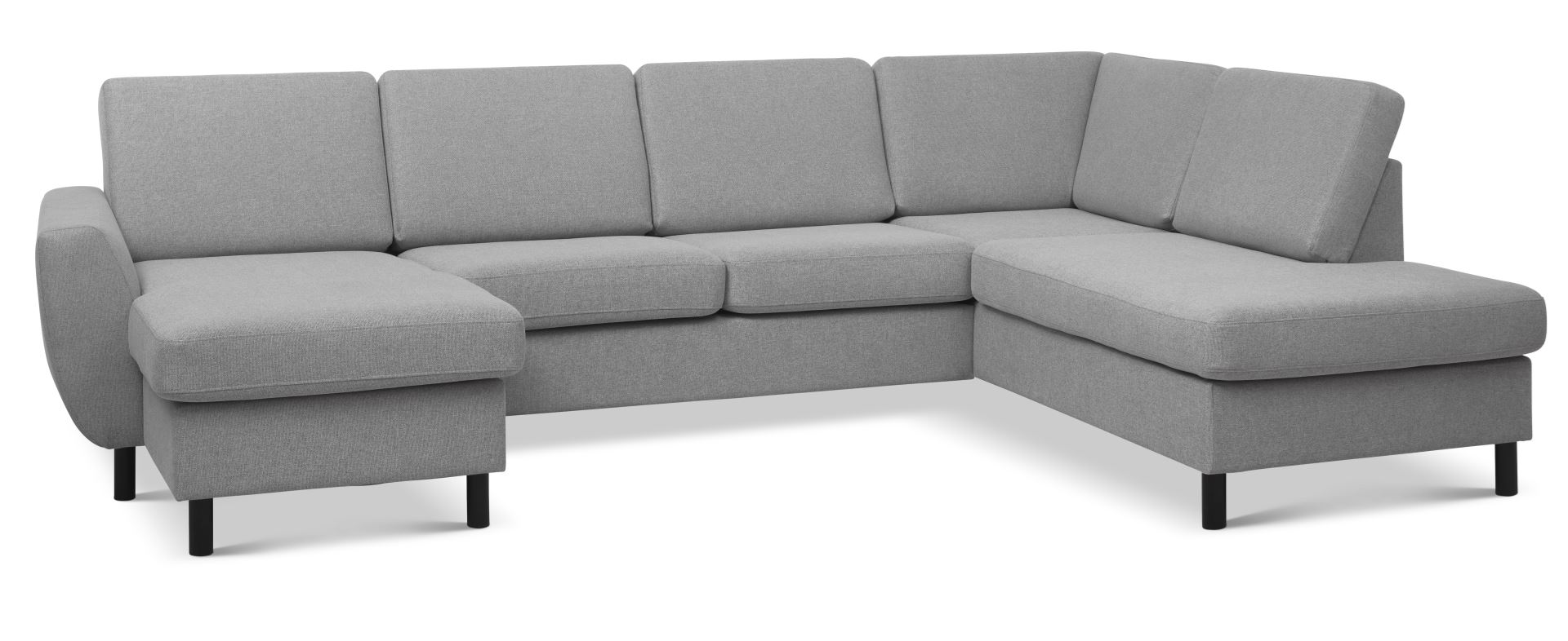 Wendy Set Oe Right Sofa Chaiselong Grå Polyester Stof Og Sort Træ