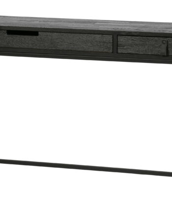 Woood Exclusive Silas Skrivebord       Skuffer Sort Blacknight Børstet Asketræ Og Metal  140x44