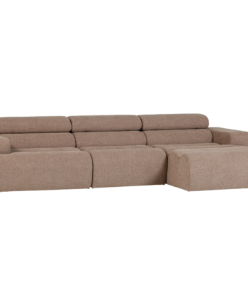 Woood Novi Sofa     Højre Chaiselong  Justerbar Nakkestøtte Taupe Bouclé Stof