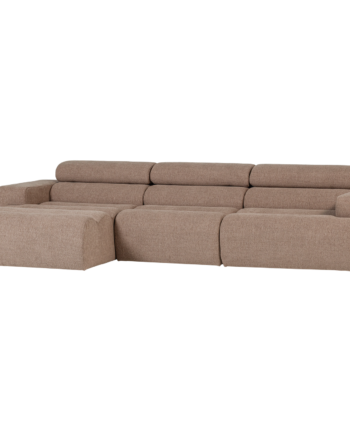 Woood Novi Sofa     Venstre Chaiselong  Justerbar Nakkestøtte Taupe Bouclé Stof