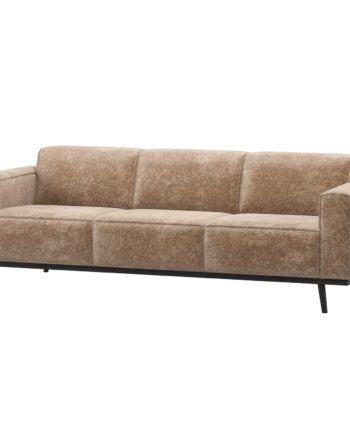 Woood Statement   Pers  Sofa Taupe Chenille Fløjl Stof Og Birketræ  230cm