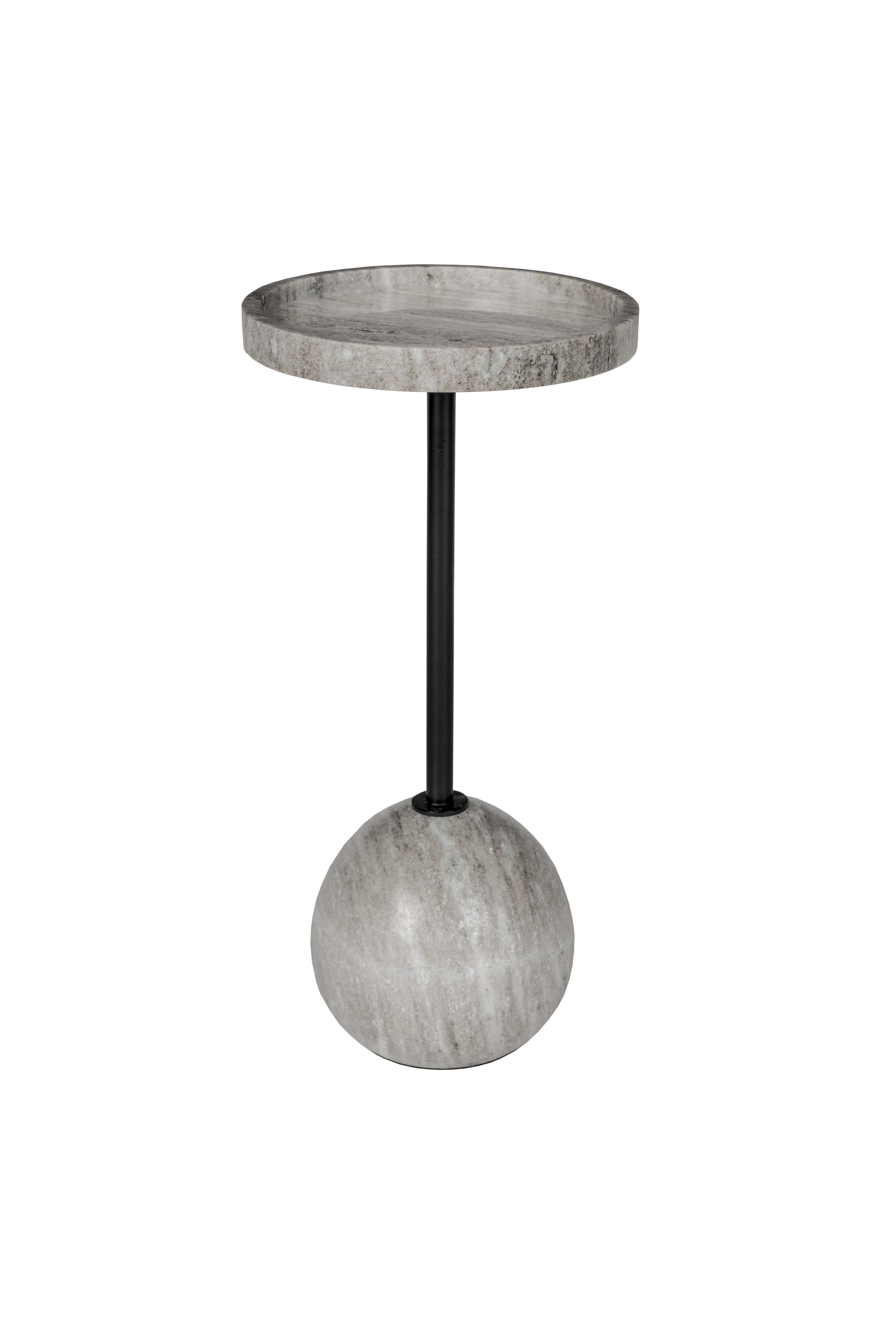 Zuiver Cocktail Sidebord  Rund Grå Marmor Og Sort Jern  ø25