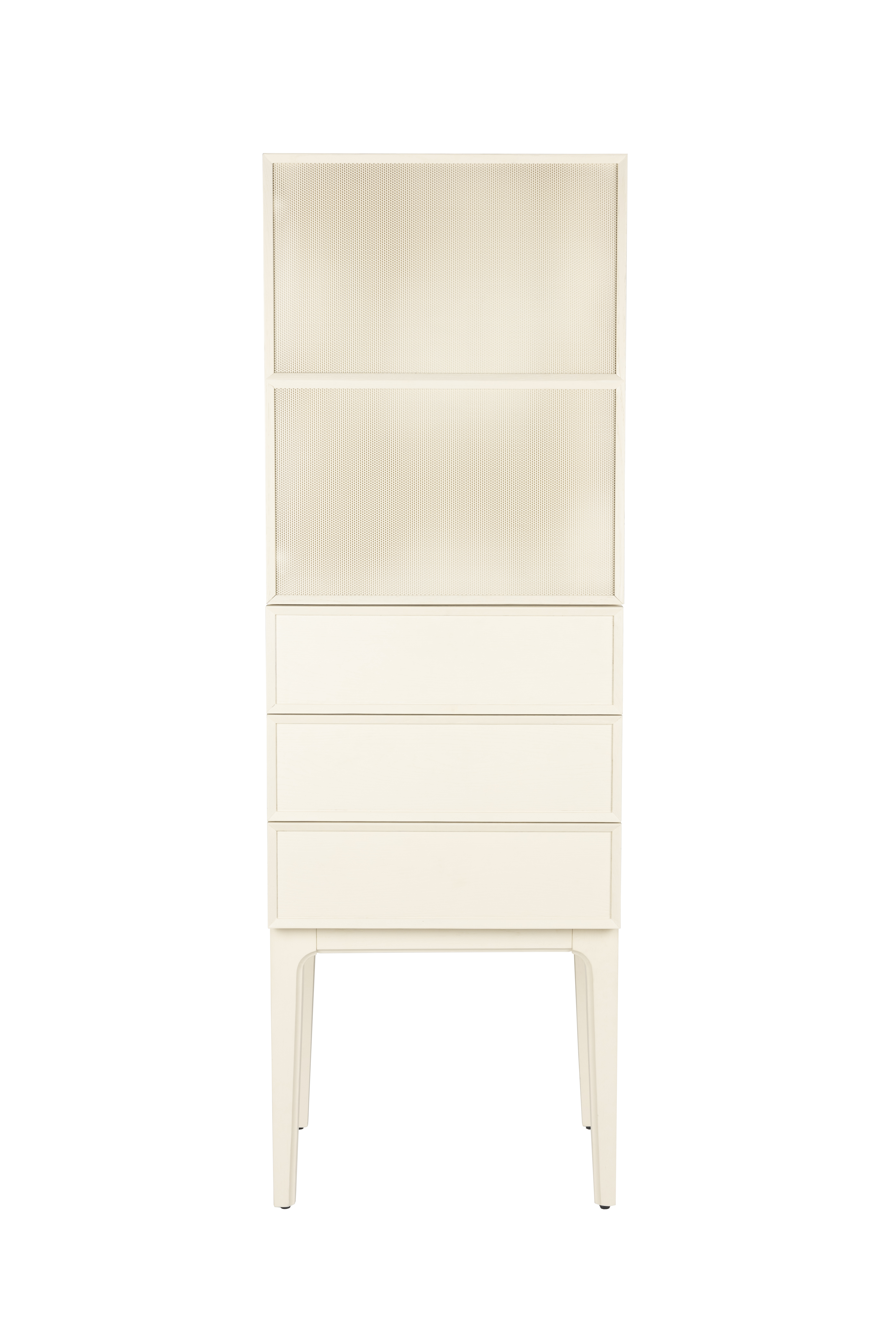 Zuiver June Skab       Mesh Låge    Hylde Og   Skuffer Beige Metal Og Træ