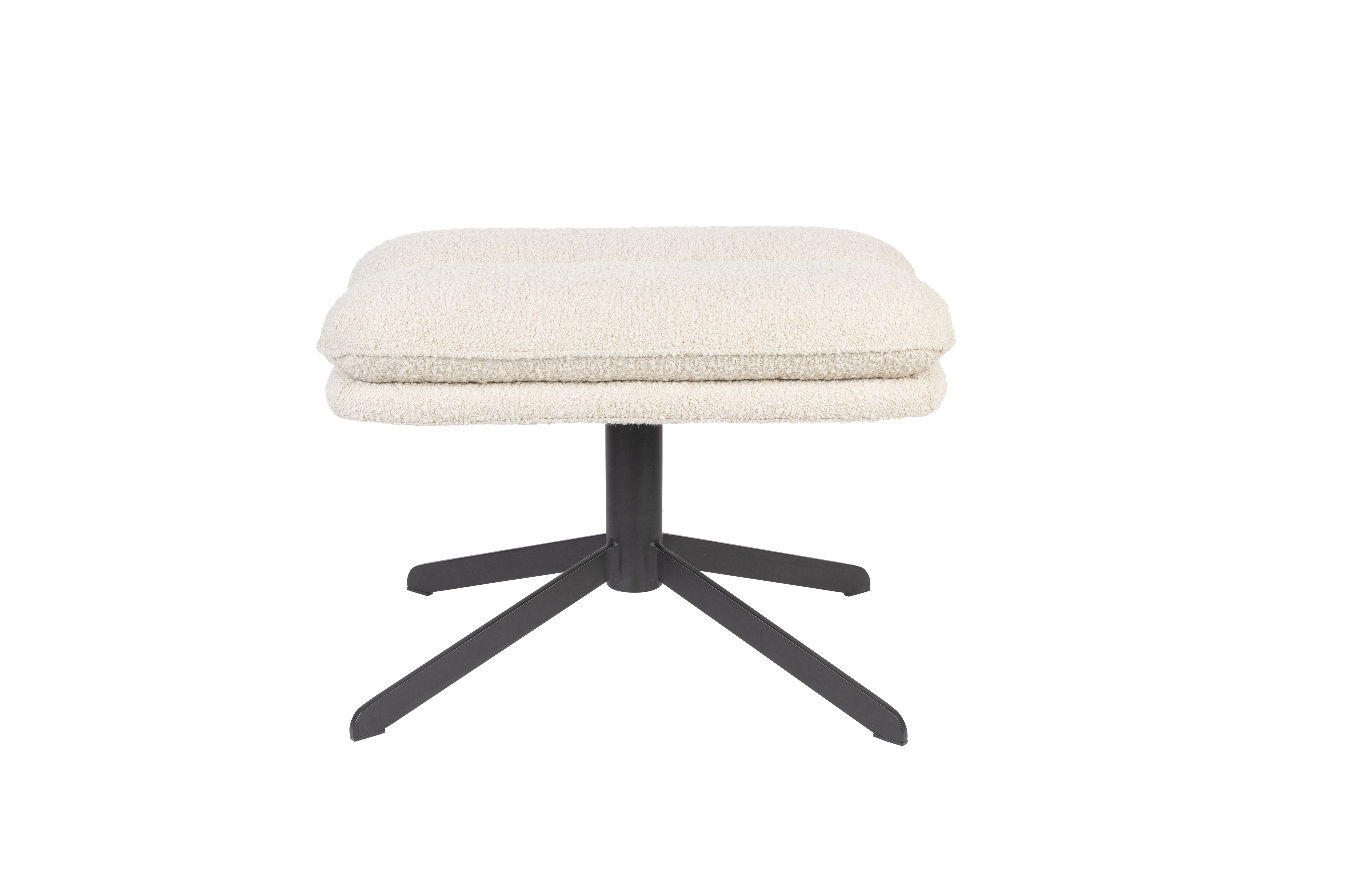 Zuiver Tyler Fodskammel     Drejefod Hvid Bouclé Og Sort Stål  60x47