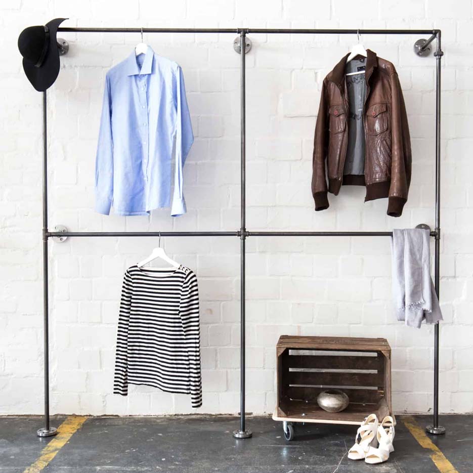 åben Garderobe  To   To  B200xh200xd28cm  Fås   Sort Og Sølvfarve  Sort