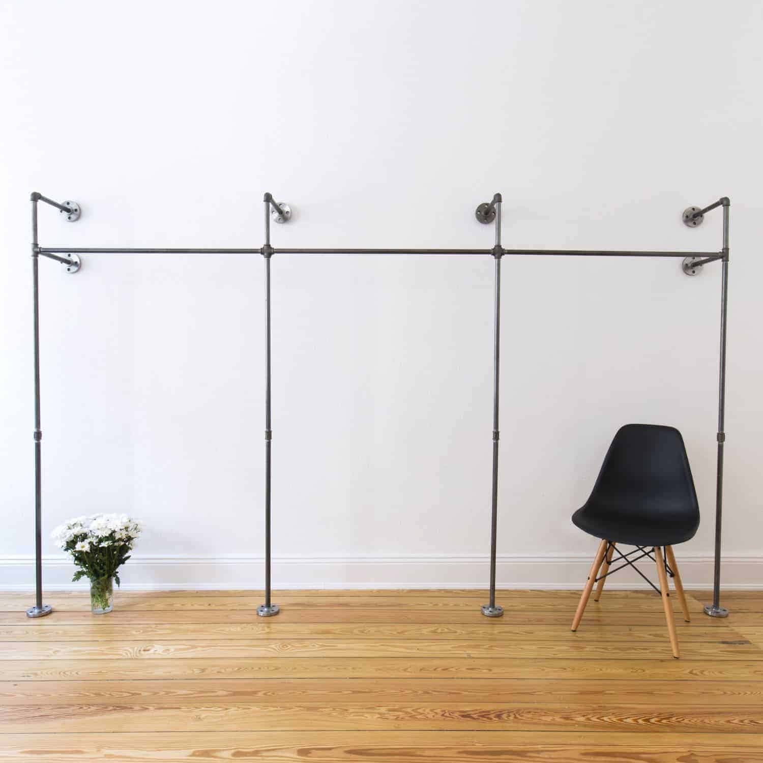 åben Garderobe    Triple High  B300xh190xd30cm  Fås   Sort Og Sølvfarve  Sort