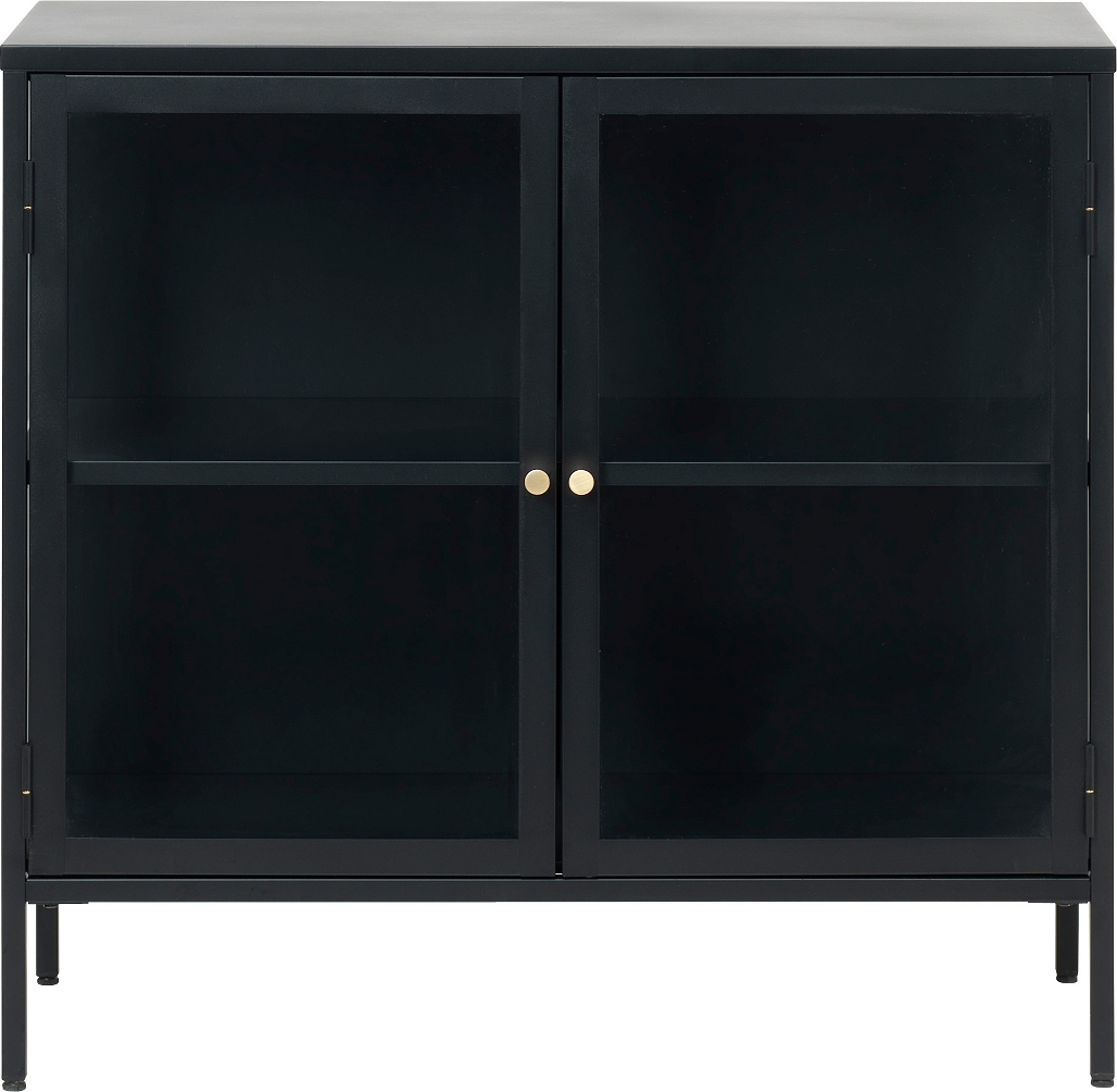 -dørs Opbevaringsskænk Nordique Design Carmel Sort Koldvalset Stål Hærket Glas H85xb90xd40 Cm