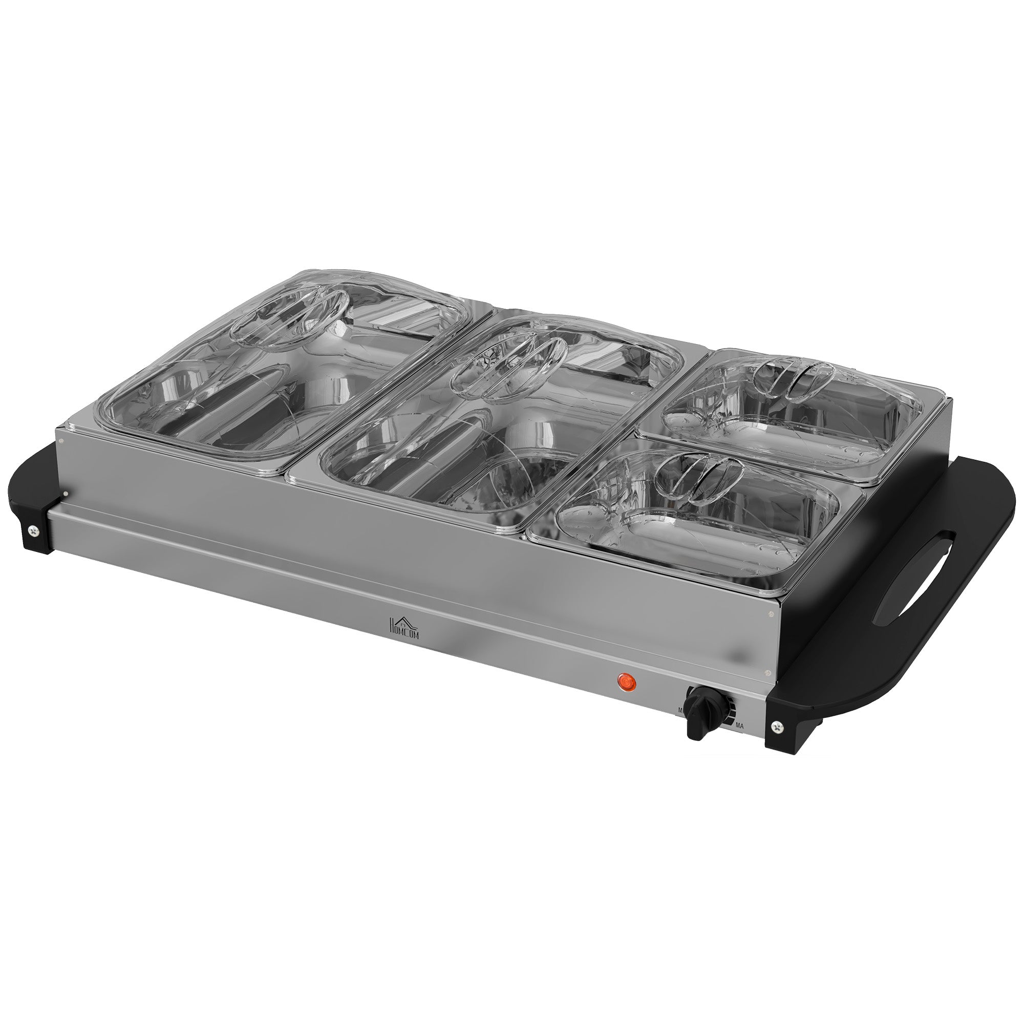 - - Buffetvarmer 8l Varmeplade 300 Watt Rustfrit Stål Madvarmer Sølv