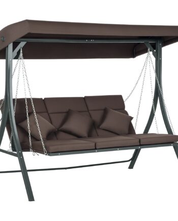-personers Gynge Med Justerbar Baldakin  Op Til 270 Kg  Brun  198   118   168 Cm