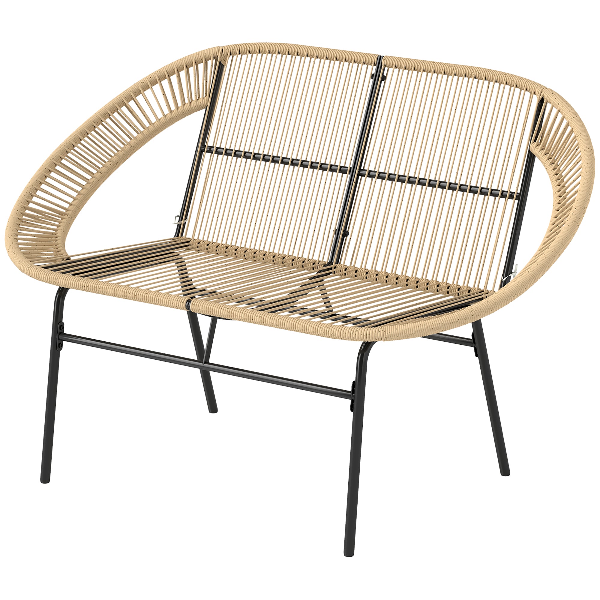 -personers Havebænk Af Polyrattan  Vejrbestandig  Uv-bestandig  260 Kg Lasteevne  Khaki