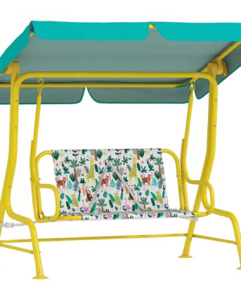 -personers Hollywood-gynge Til Børn Med Justerbar Solskærm Og Sikkerhedssele Til Børn   Alderen  -  år Op Til 60 Kg  112x75x120 Cm  Grøn