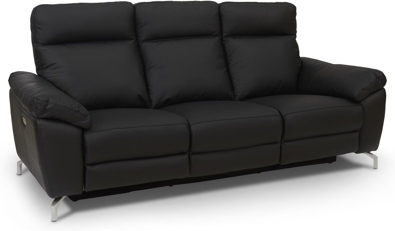 -personers Lædersofa Raymond   Hallmark Edinburgh   Sort Læder H101   B222   D96 Cm
