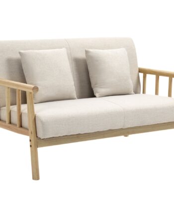 -personers Sofa  Betræk   Hørlook  Kompakt  Op Til 200 Kg  Træstel  123l   69b   74h Cm  Beige