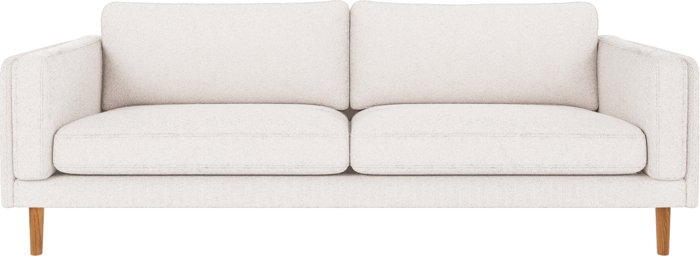 -personers Sofa Rowico Braden   Hvidt Alice-stof Med Lakerede Egetræsben B216xd87xh78 Cm
