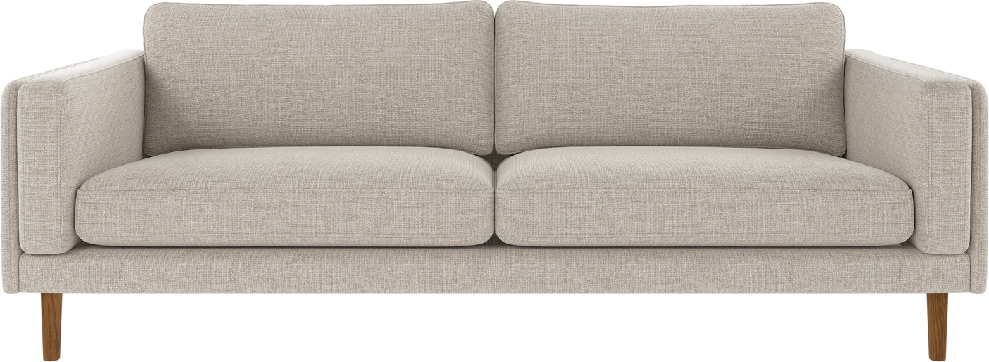 -personers Sofa Rowico Braden Lysegrå Robin 100  Polyester Med Egetræsben   H78   B216   D87 Cm
