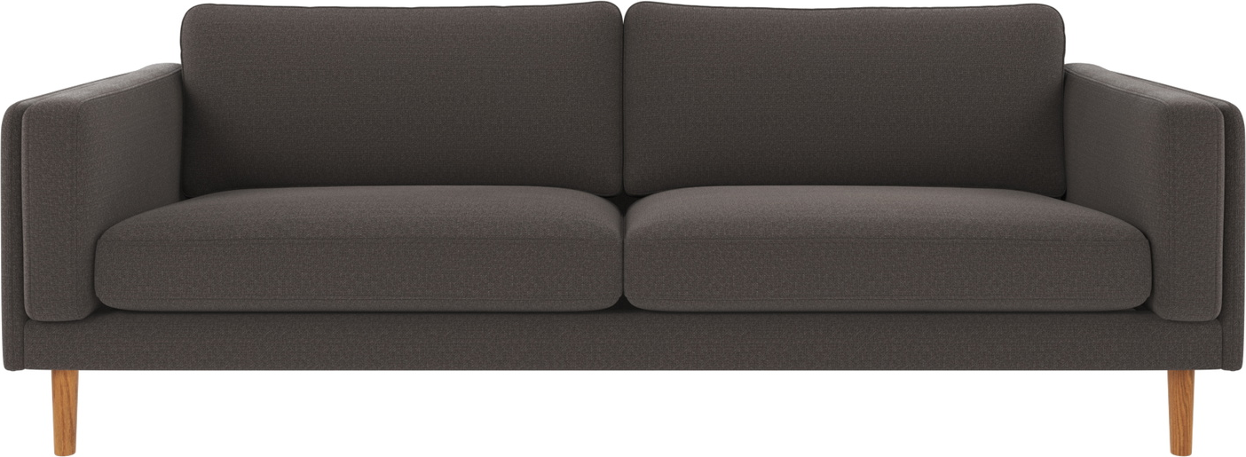 -personers Sofa Rowico Braden Rita 68 Mørkegrå Polyester Stof Med Lakeret Egetræsben 216 Cm Bred Dybt Sæde Skandinavisk Design
