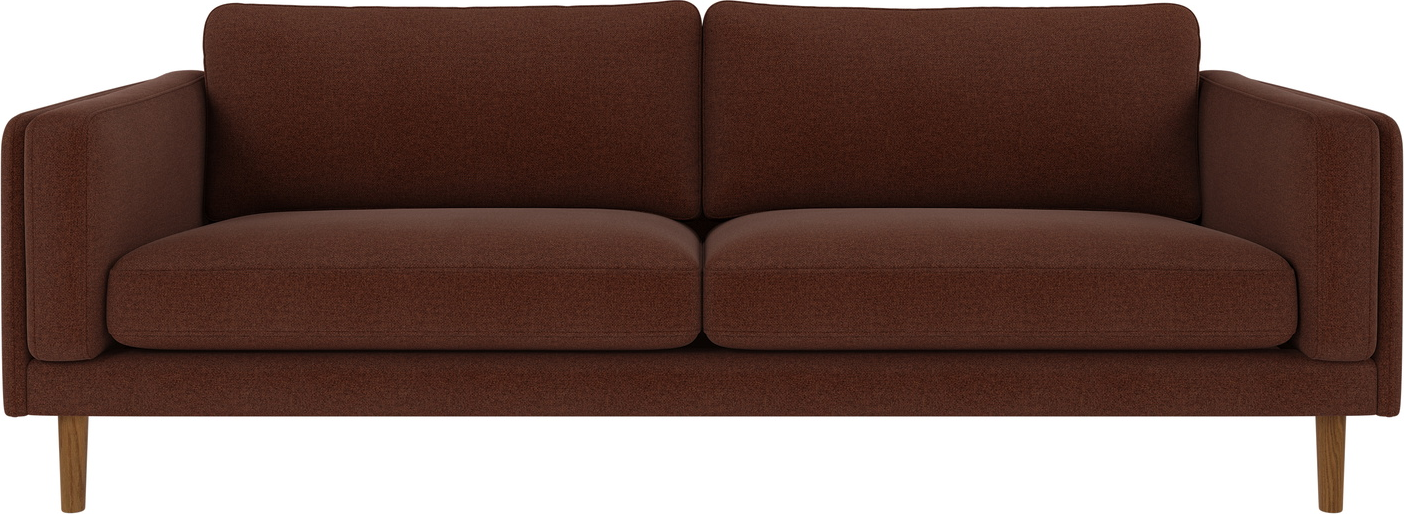 -personers Sofa Rowico Braden Rita Rød Polyester Med Lakerede Eg-ben Fsc-mix 216x87x78 Cm