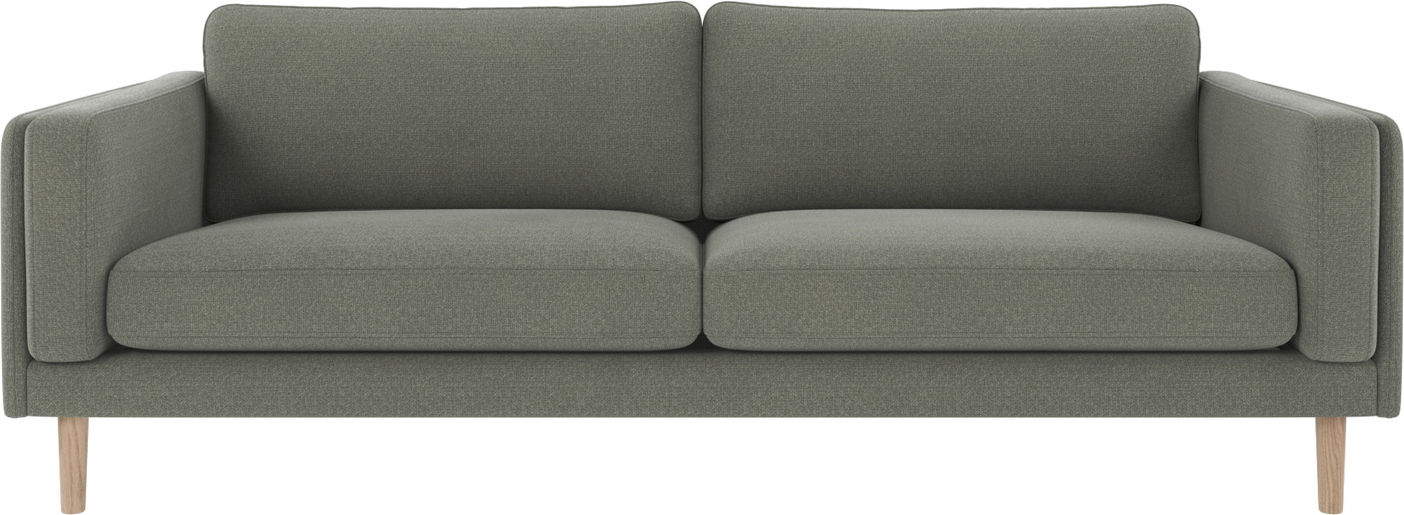 -personers Sofa Rowico Braden Rita Stof Grøn Fsc-træstel Hvidkalkede Egetræsben 216 Cm Bred