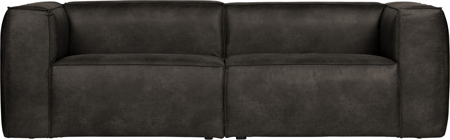 -personers Sofa Woood Bean   Sort Læderlook   Moderne Stue Sofa Med Bæredygtigt Fsc-træ Stel