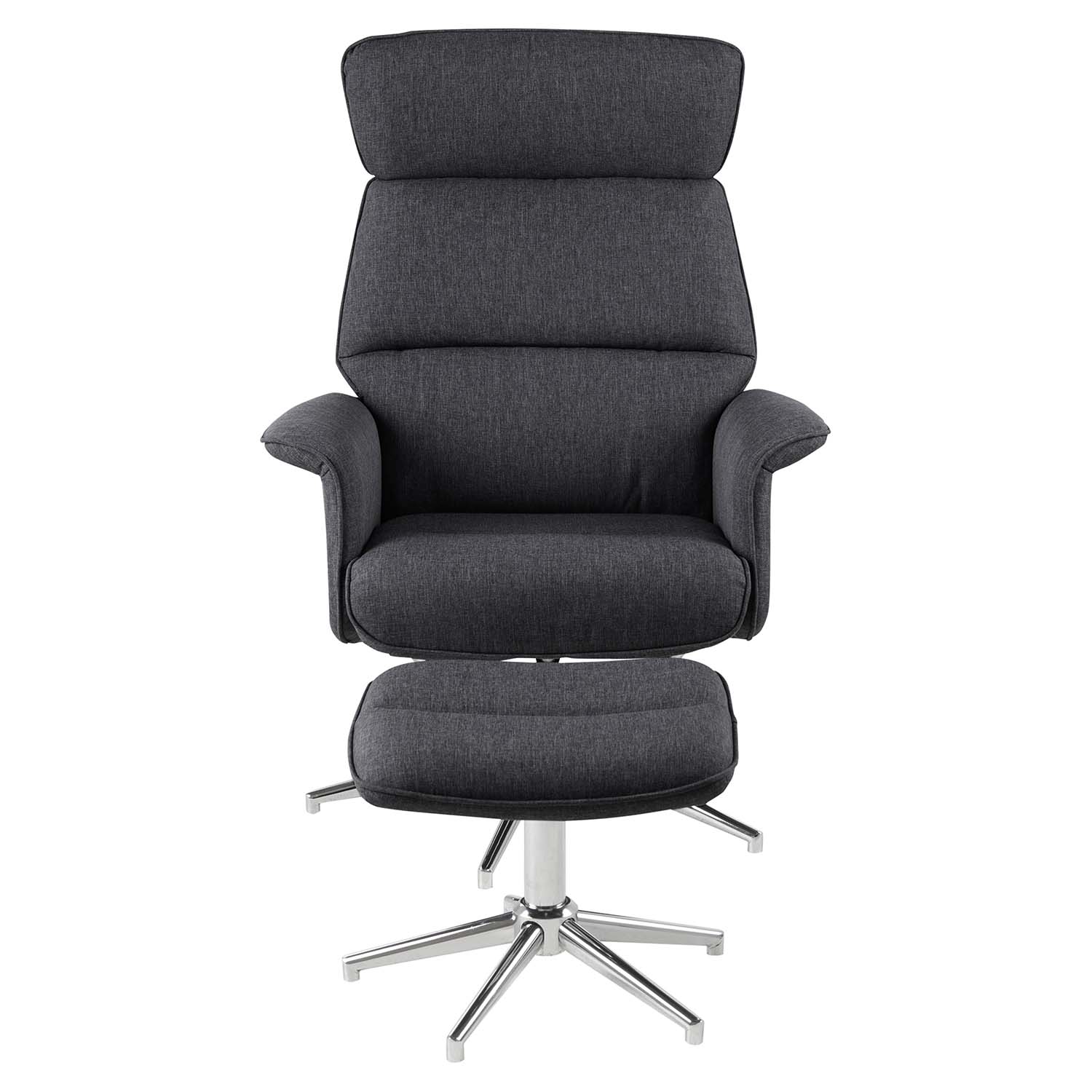 Act Nordic Alura Recliner Lænestol Og Fodskammel Mørkegrå Polyester Og Krom Stål