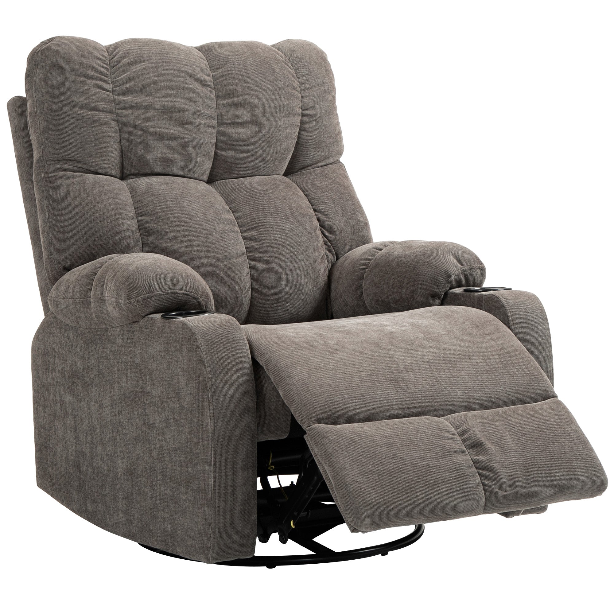 Afslapningsstol Med Fodstøtte  Moderne Loungestol  Drejelig  Op Til 150 Kg  Stålstel  88   96   108 Cm  Lysebrun