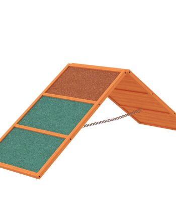 Agility Hunderampe  Sammenklappelig  Justerbar Højde  Skridsikker  Grantræ  Op Til 40 Kg  173   59   66 Cm  Orange Grøn