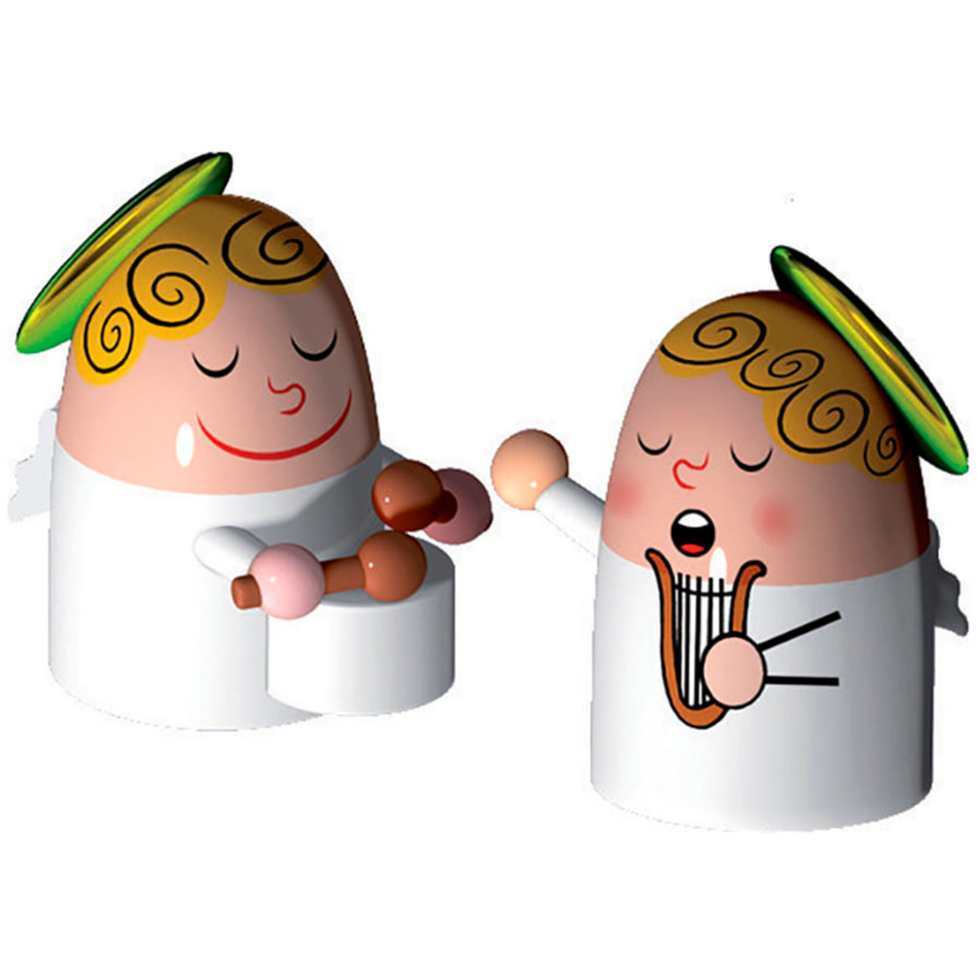 Alessi Engle Porcelænsfigurer  Harpe Og Tromme