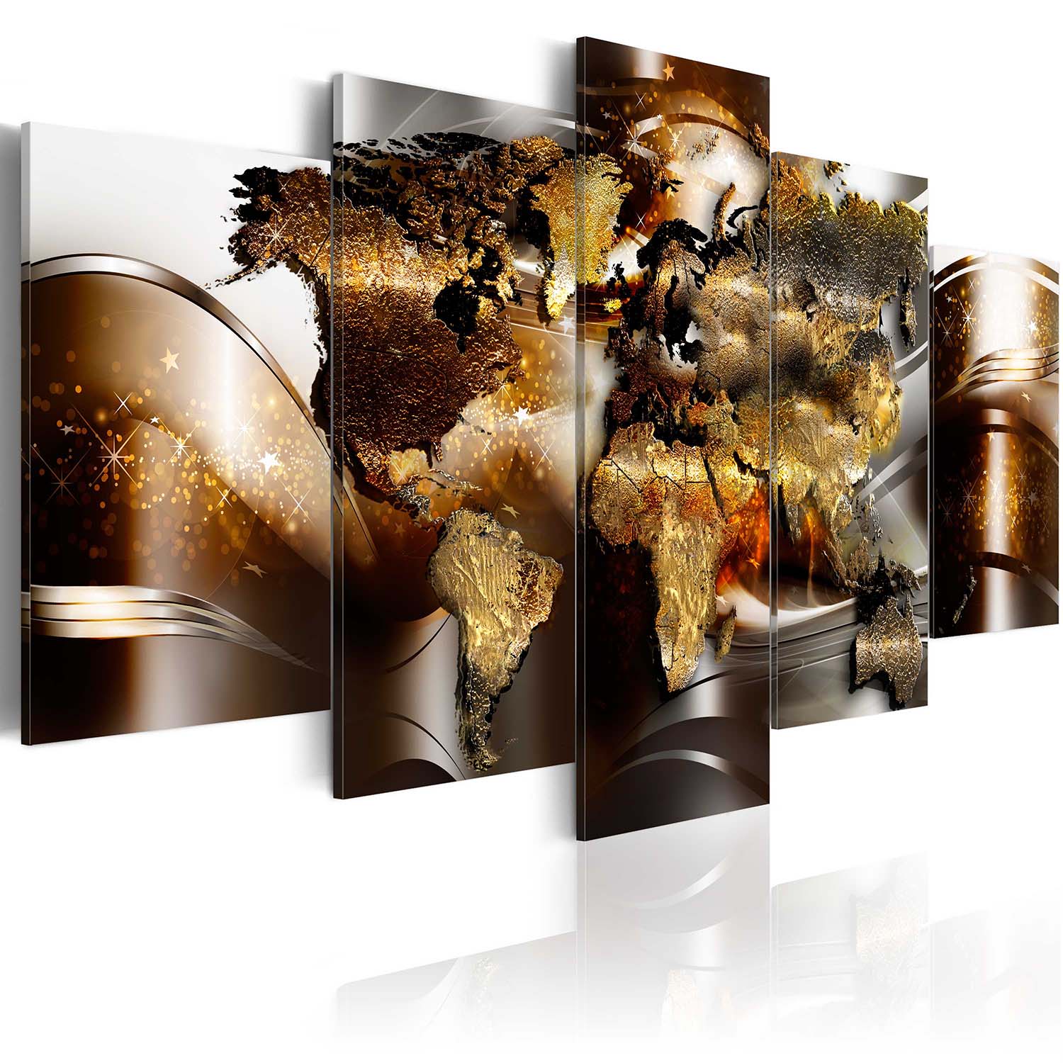 Artgeist Honey Continents Abstrakt Verdenskort Trykt På Lærred   -delt Flere Størrelser 100x50