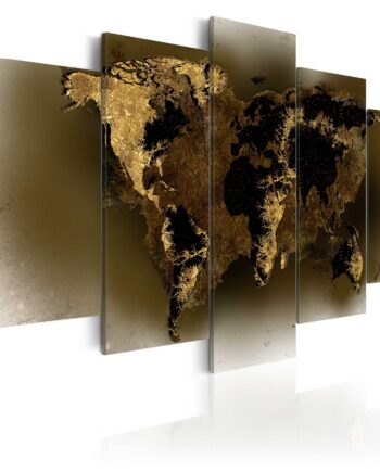 Artgeist Verdenskort   -delt Brass Continents Flere Størrelser 100x50