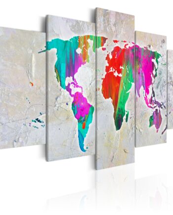 Artgeist Verdenskort   -delt Colourful Planet Flere Størrelser 100x50