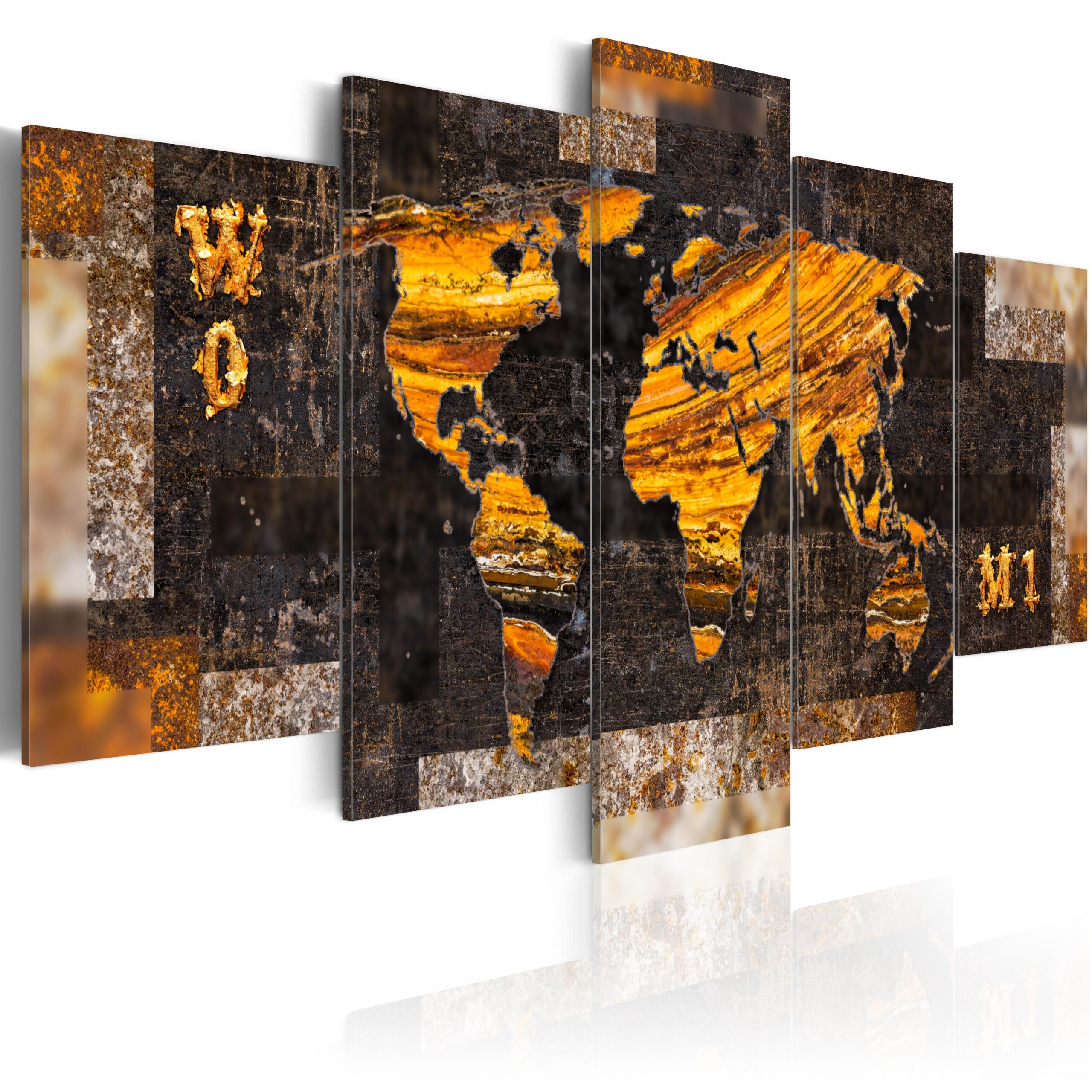 Artgeist Verdenskort -delt Golden Paths Flere Størrelser 100x50
