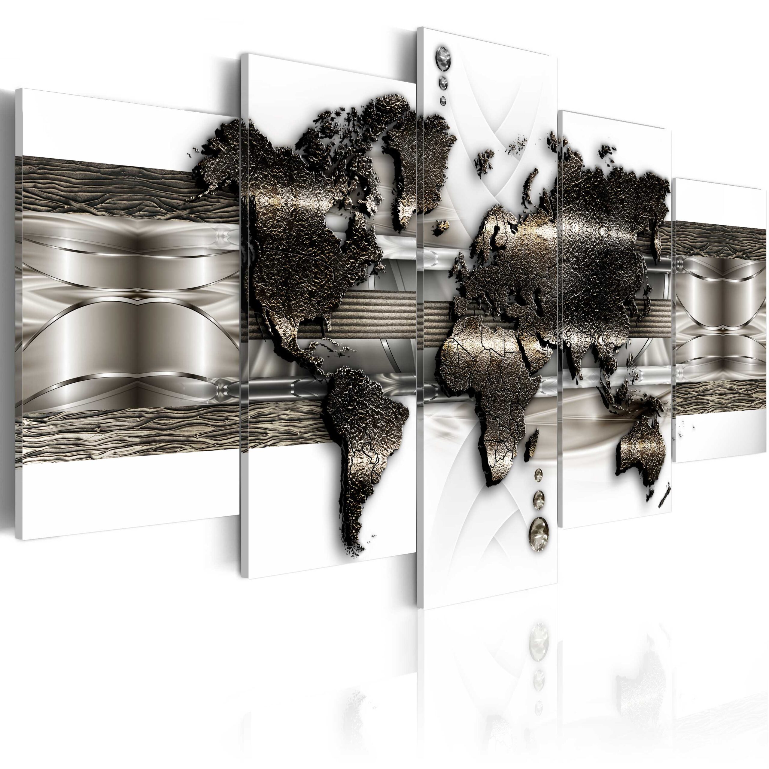 Artgeist Verdenskort -delt Metal World Map Ii Flere Størrelser 100x50