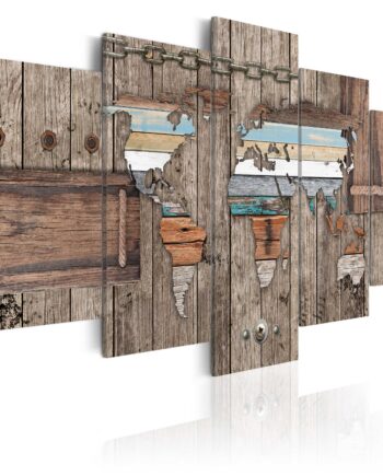 Artgeist Verdenskort   -delt Sea Travels Flere Størrelser 100x50