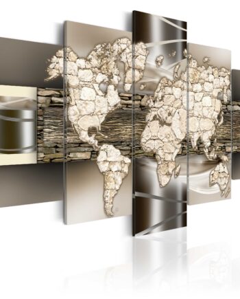 Artgeist Verdenskort   -delt Stone World Flere Størrelser 100x50