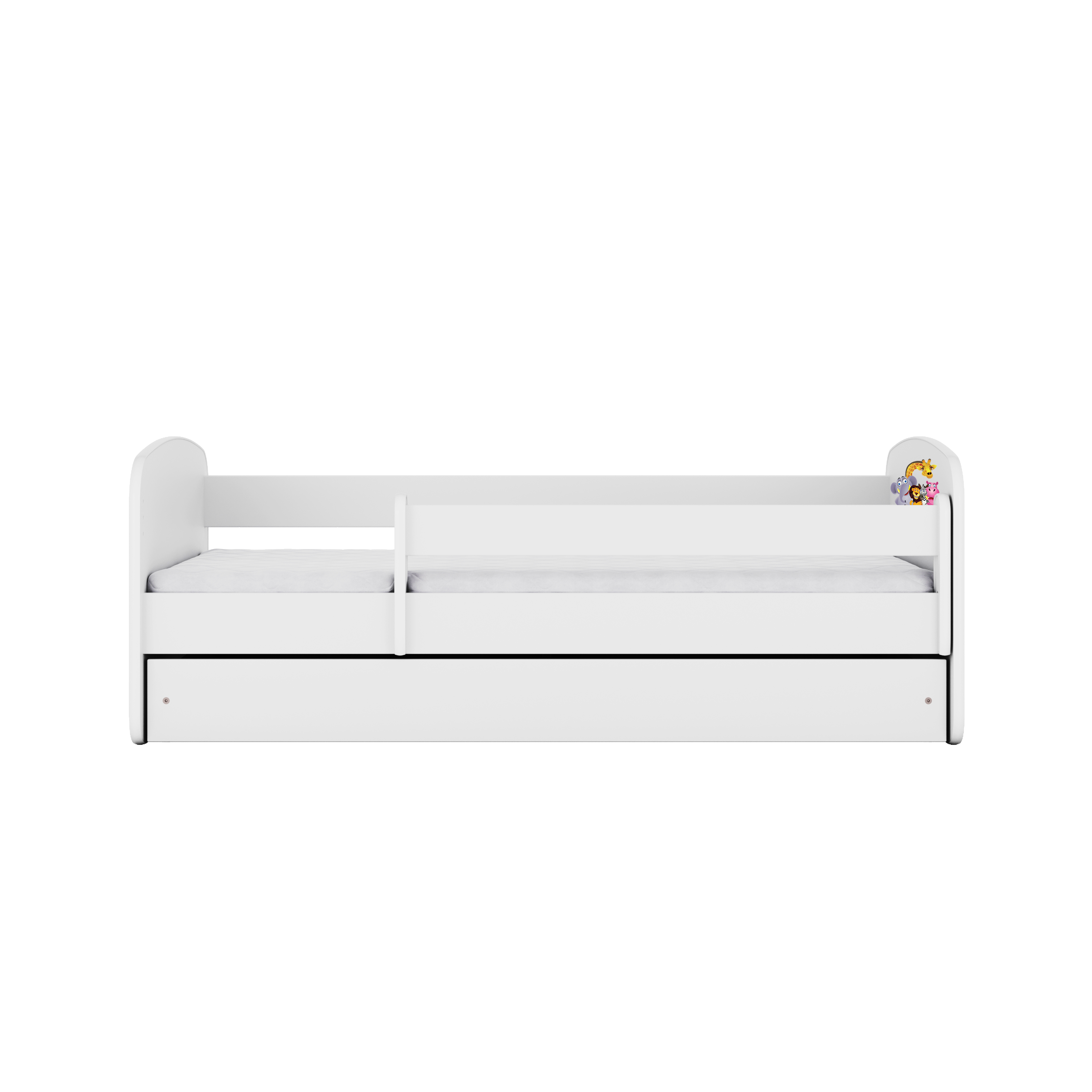 Babydreams Juniorseng Med Zoo Dyr     Madras  Sengehest  Skuffe Hvid Laminat  160x80