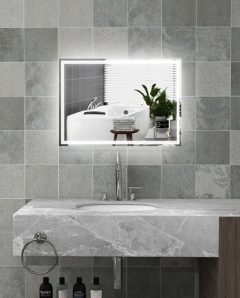 Badeværelsesspejl Med Led Lys Og Touch-afbryder  50   70     Cm  Hvid
