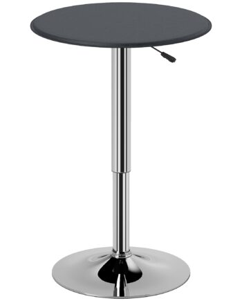 Barbord Højdejusterbart Med Fodstøtte   ø63 Cm Sort Sølv   Vintage Design