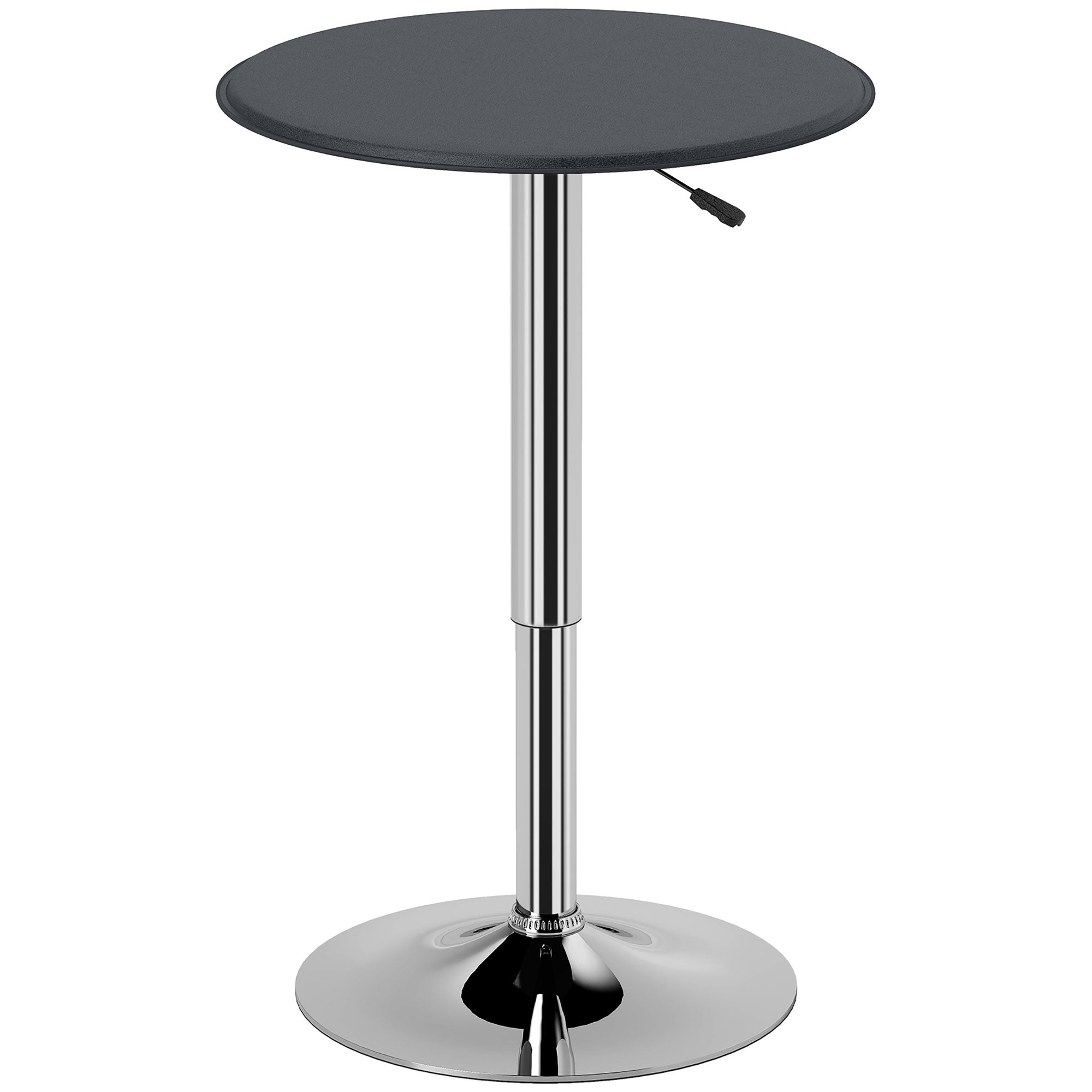 Barbord Højdejusterbart Med Fodstøtte   ø63 Cm Sort Sølv   Vintage Design