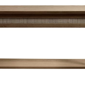 Barrali Konsolbord       Hylde Og   Skuffe Rattan Og Røgfarvet Egefinér Egetræ  110x40