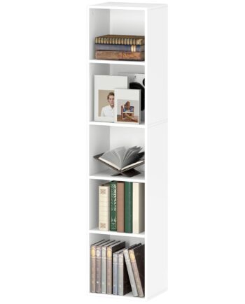 Bogreol    Rum  Justerbare Hylder  Træ  30   24   133   Cm  Hvid