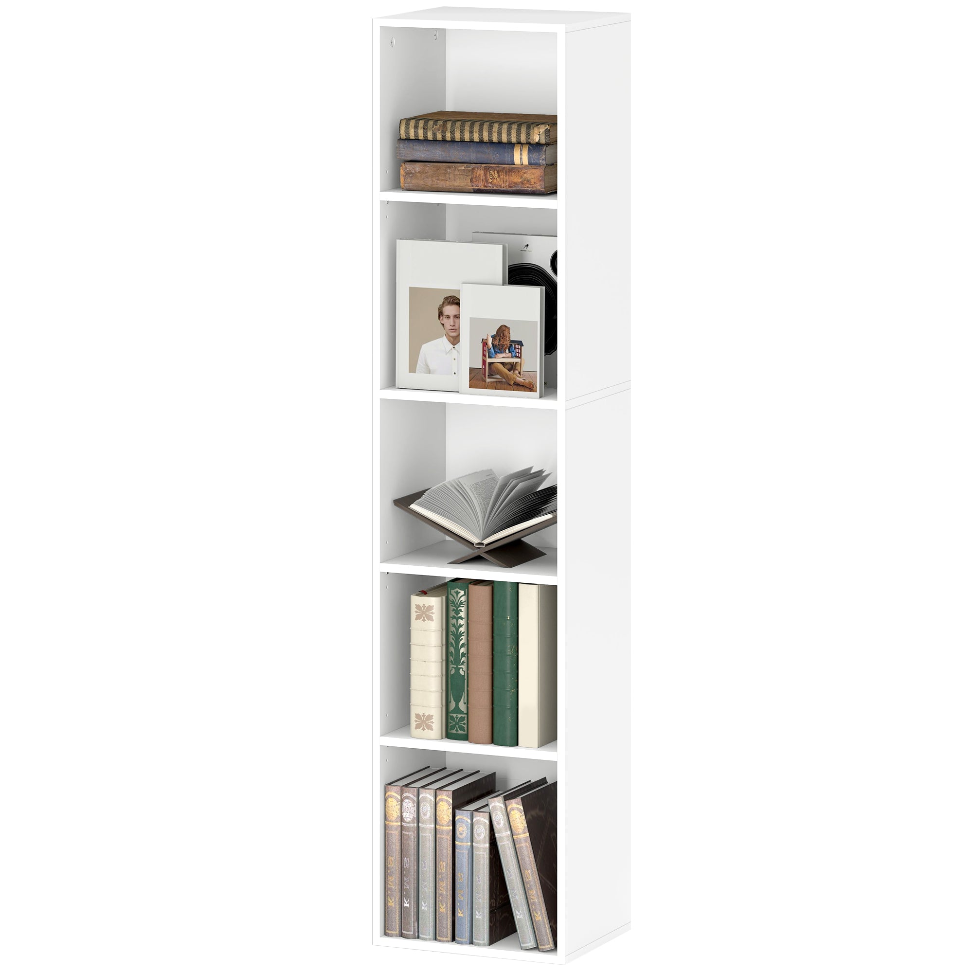 Bogreol    Rum  Justerbare Hylder  Træ  30   24   133   Cm  Hvid